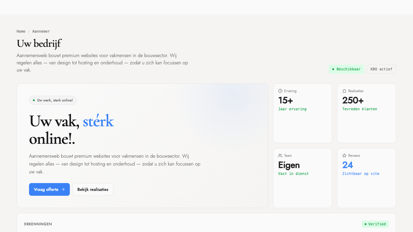 Voorbeeld van de Dashboard-look